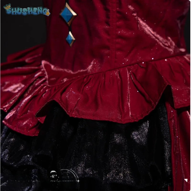 Carlotta Montelli Game Wuthering Waves cosplay costume Halloween Party Gorgeous Red Princess Dress Accessories Props Wig Uniform