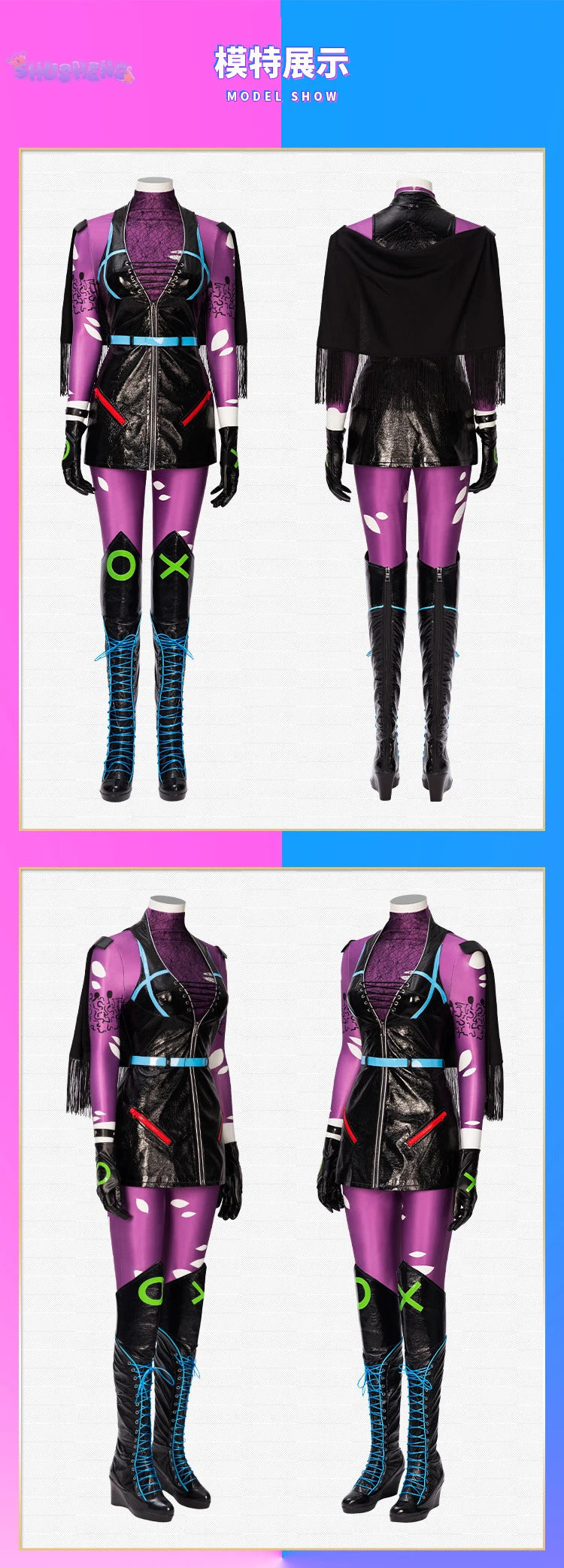 Punchline Cosplay Megamind Alexis Kaye Costume Halloween Carnival Sexy Lady Joker Outfit with Boots Custom Made Women Suit