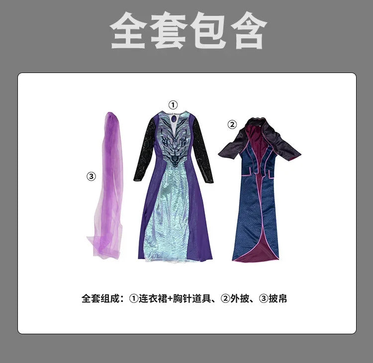 Movie Agatha Harkness Cosplay Agatha Cos All Along Costume New Elegant Dress Coat Shawl Accessories Set Christmas Party Full Set