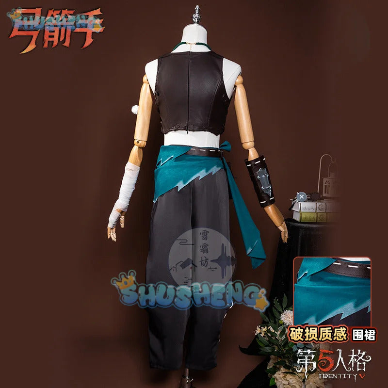 Shusheng-R Identity V Archer Cosplay Costume Brynhildr Vilulf Uniform Glasses Eye Patch Halloween Party for Women Girls Carnival Props