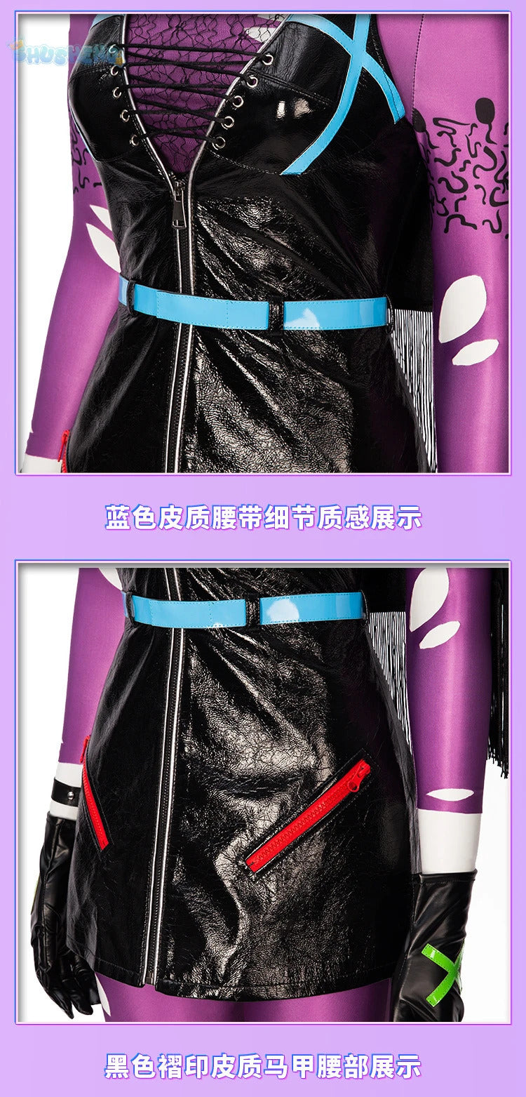Punchline Cosplay Megamind Alexis Kaye Costume Halloween Carnival Sexy Lady Joker Outfit with Boots Custom Made Women Suit