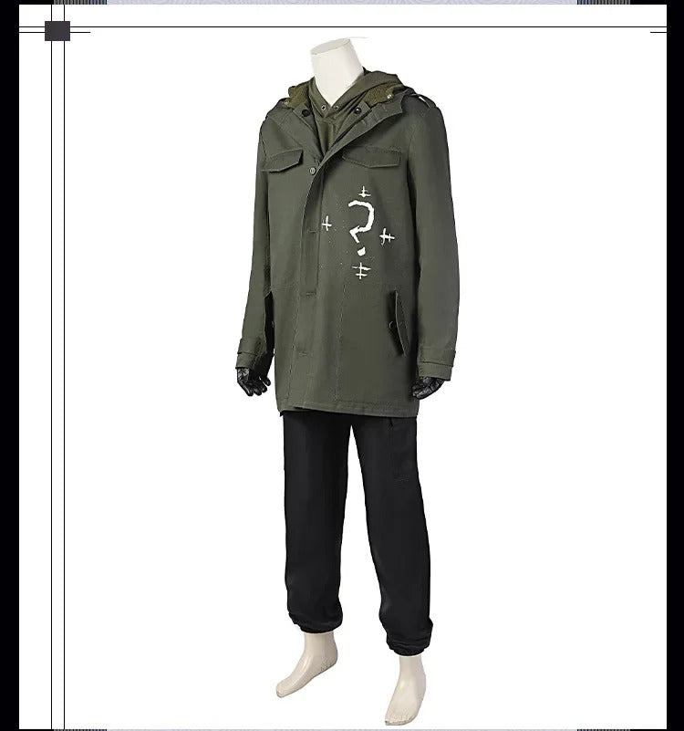 Riddler Edward Nygma superhero Bat Cosplay Costume Mask, jacket, pants, glasses, hoodie, hat, glove set men's fantasy uniform