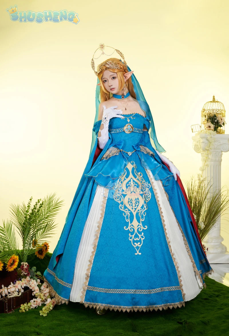 Zelda Cosplay Costume Halloween party wig Elf ears Accessories gorgeous cute Lolita dress Zelda princess Woman set