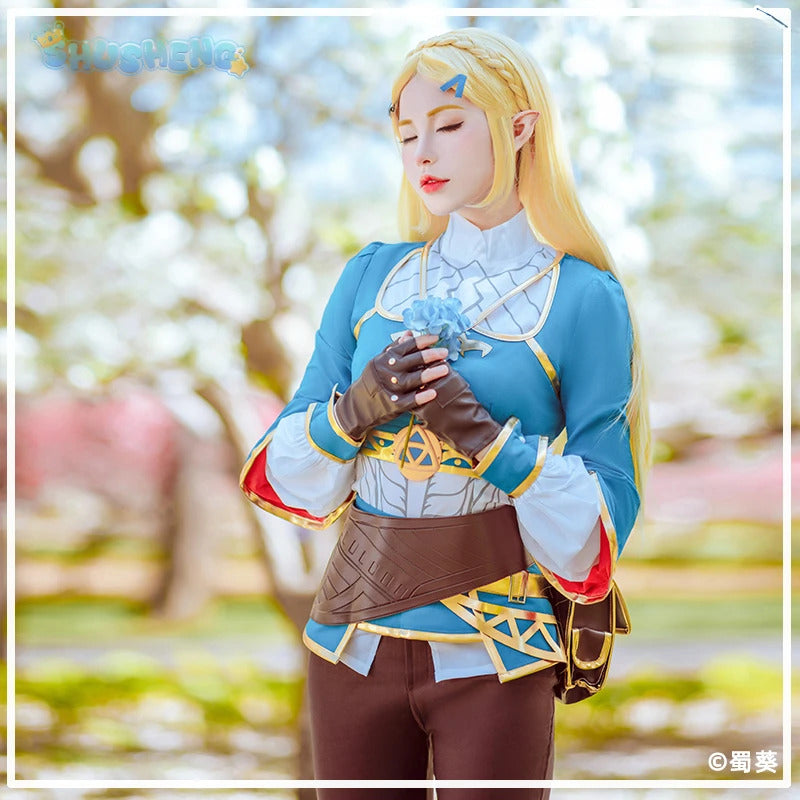 Game Princess Zelda Cosplay Costume Halloween Roleplay Masquerade Woman Accessories Wig Ears Complete Set