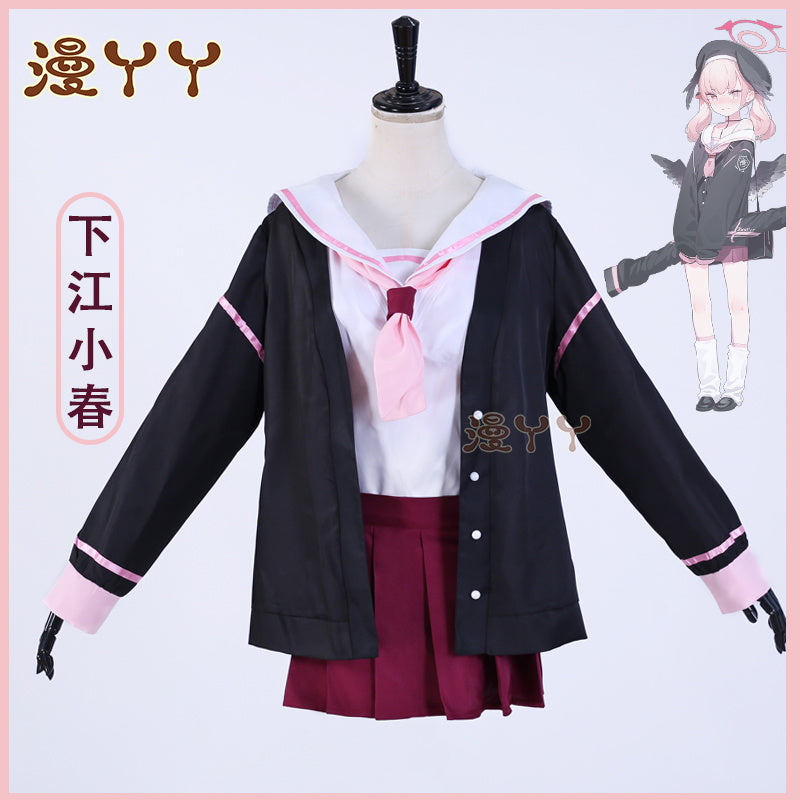 Blue Archive Shimoe Koharu Cosplay Costume Sailor Uniform Suit With Hat Wing Women Girl Halloween Party Outfit Headwear
