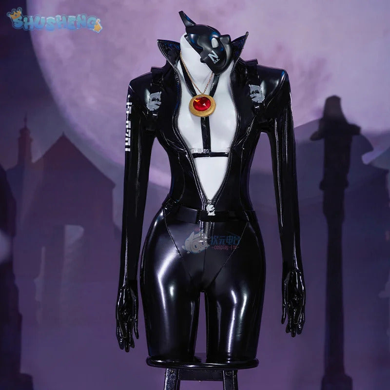 GODDESS OF VICTORY: NIKKE Quency Kansi Escape Queen Cosplay Costume Sexy black leather jumpsuit prop accessory Halloween set