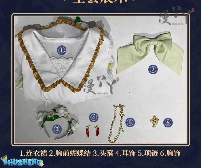 Anime Frieren: Beyond Journey's End Cosplay Costume White Flower Skirt Princess Dress Woman Sexy Masked Ball Party Suit