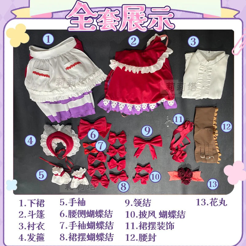 Manaka Laala cosplay 10th Anniversary Christmas red lolita dress Anime Pripara costume party gift girl accessories sweet new set