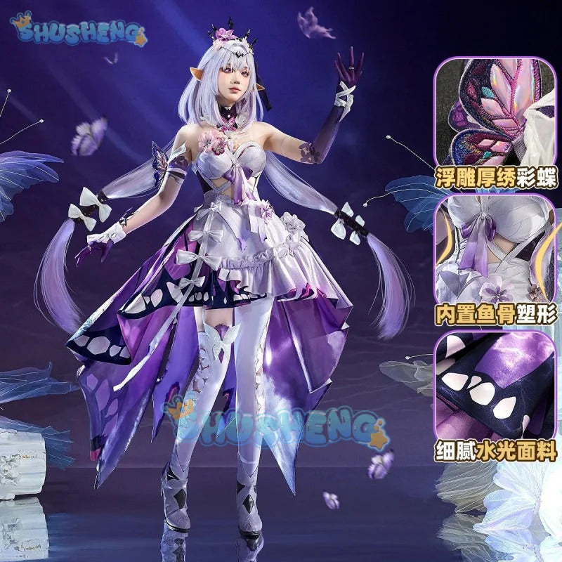 Shusheng Honkai Star Rail Castorice Cosplay Costume Dress Headwear Earrings Halloween Party for Women Girls Carnival Cos Props