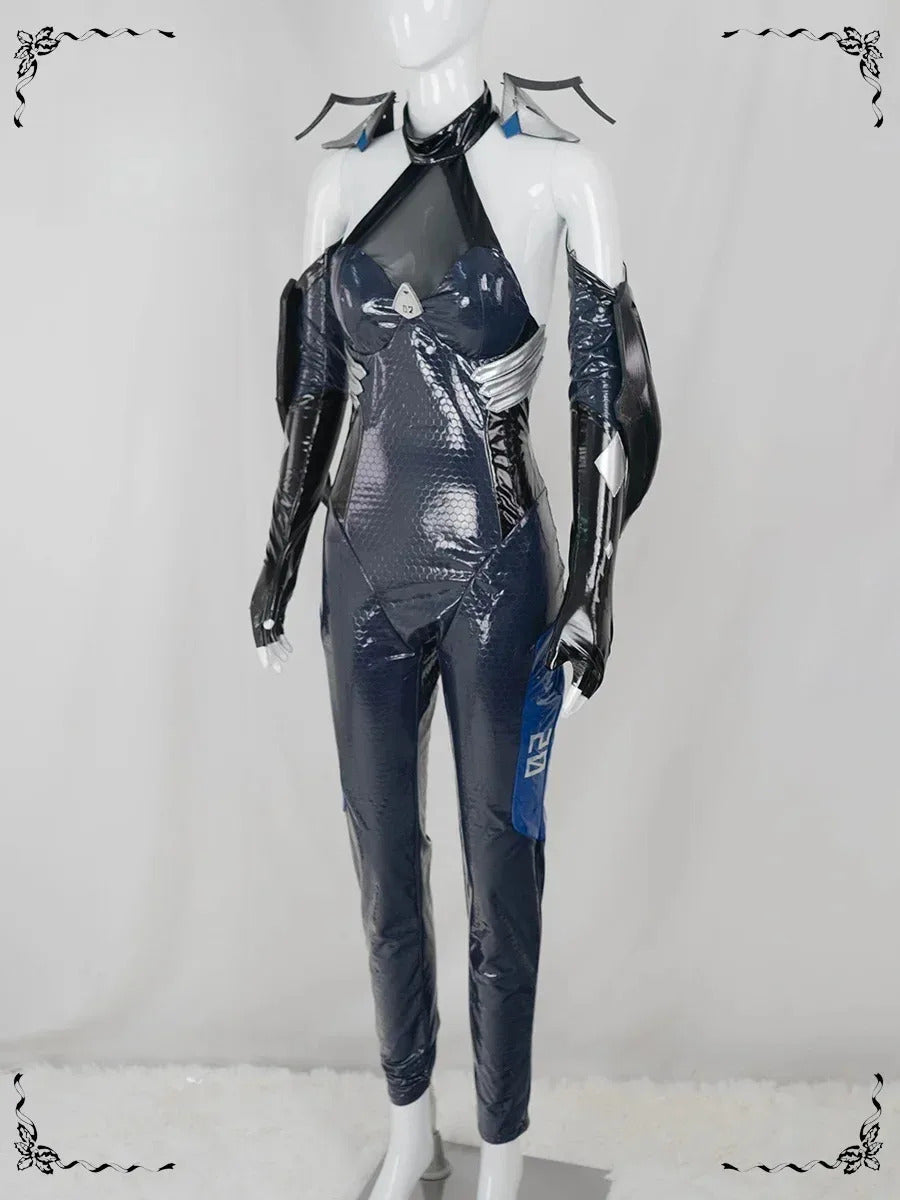 NIKKE:The Goddess of Victory Mermaid Cosplay Costume Halloween party new black leather tight fitting jumpsuit wig prop sexy set