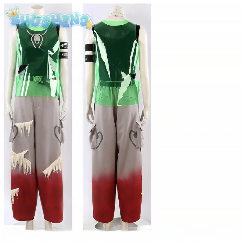 Alien stage till Cosplay r7 round7 Costume New Fashion Men Women Tank Top Pants Necklace Belt Set Party Carnival Fashion Uniform