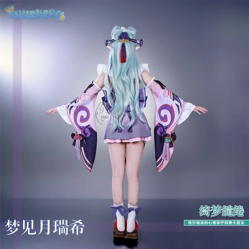 Shusheng-R Game Genshin Impact Yumemizuki Mizuki New role Cosplay Costume Wig, Ear Props, Accessories Dress Halloween Women Sexy Sweet set