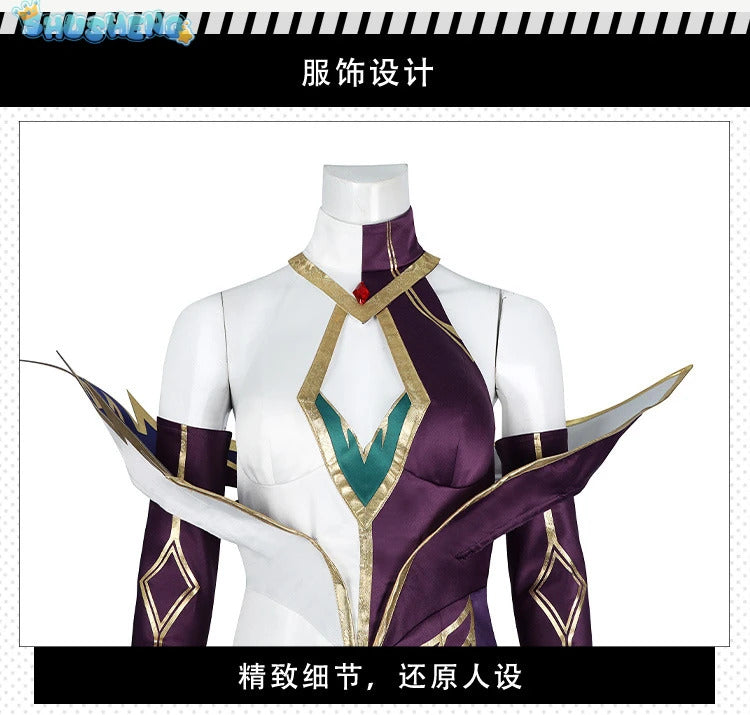 Game LOL Morgana Cosplay Costume Dress Set Women Coven Morgana Fashion Dress With Accessories Outfits Halloween Costume
