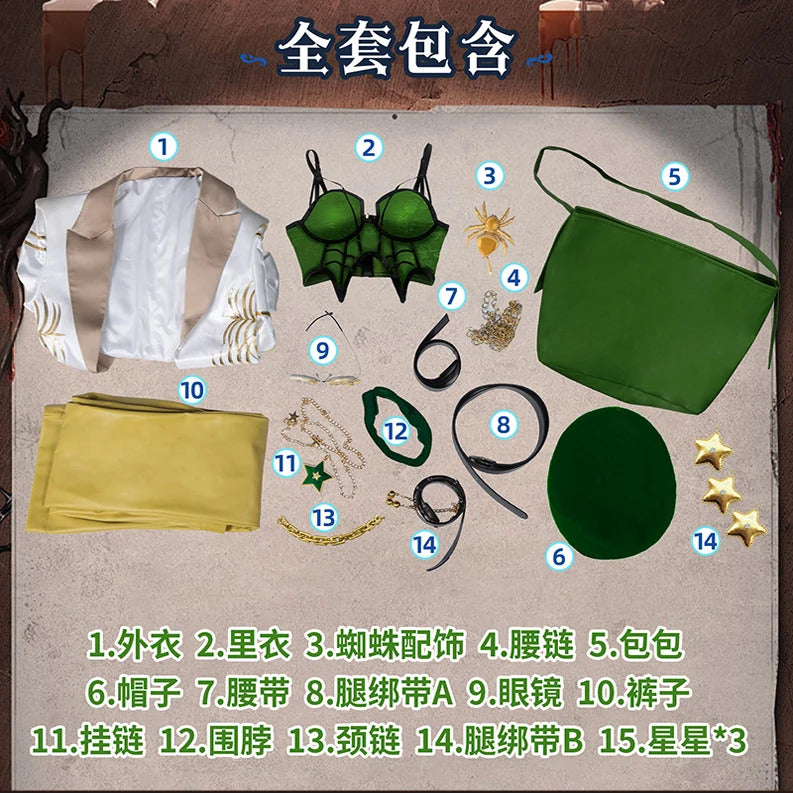 Identity V Demi Bourbon Barmaid Proofreader Skin Game Suit Vintage Fashion Cosplay Costume Halloween Party Outfit