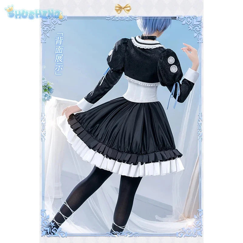 Shusheng-R Anime EVA New Ayanami Rei Cosplay Costume Halloween Party Sweet Lolita dress hat socks necklace prop set men women uniforms
