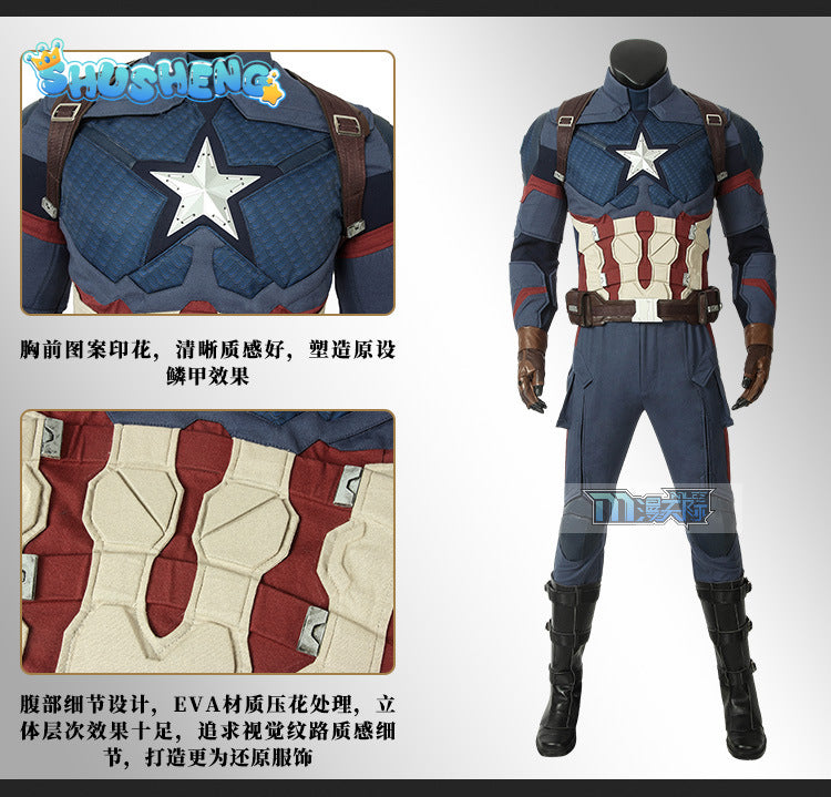 Film Avengers:Endgame Cosplay Captain America Complete set of combat clothing props jumpsuit for sale in stock