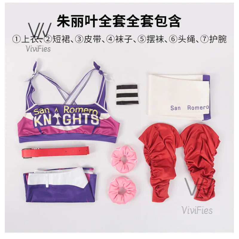 Game Lollipop Chainsaw Juliet Starling Cosplay Costume Women Tops Skirt Accessories Full Set Female Role Play Uniform Halloween