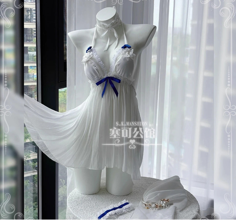 Game Azur Lane Shinano Cosplay Costume Halloween party women sexy white dress accessories prop set beach vacation swimsuit