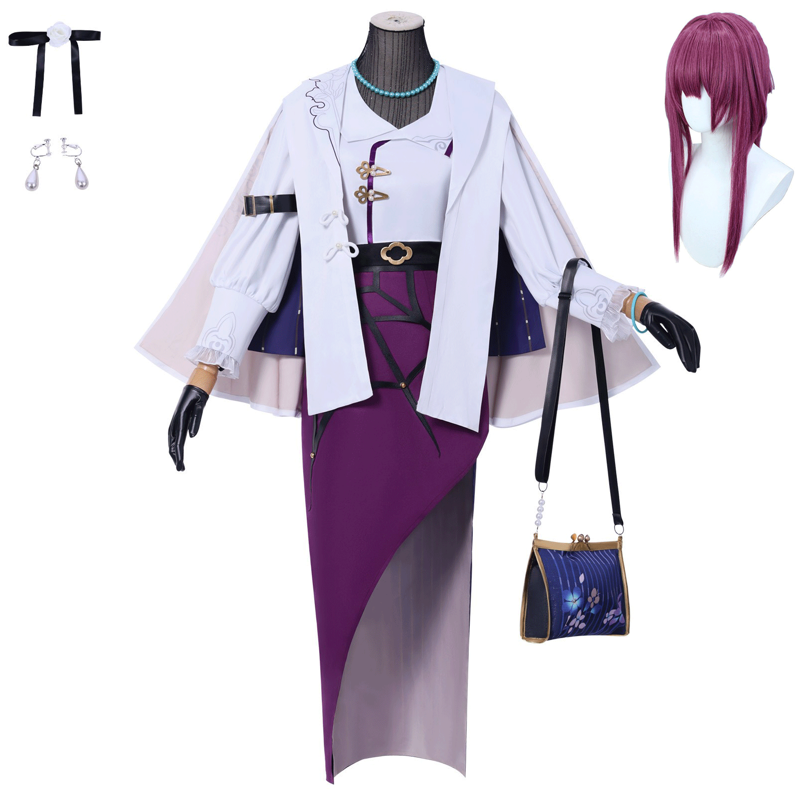 Kafka Honkai Star Rail Fanart Kafka Qipao Dress Cheongsam Cosplay Costume Canival Halloween Role Play Outfits