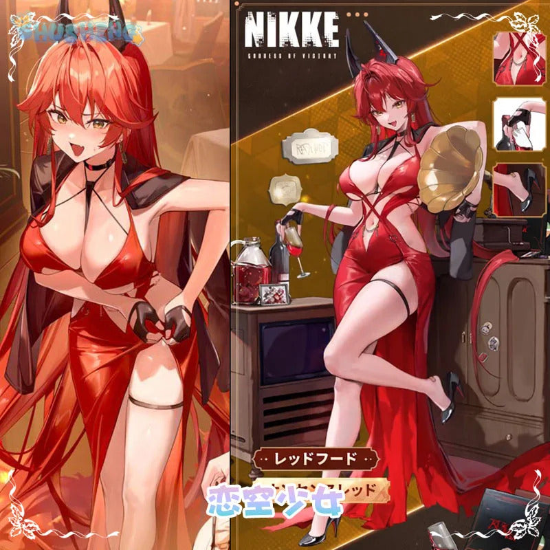 NIKKE The Goddess of Victory Red Hood Cosplay Little Red Riding Hood Costume Halloween New Red Long Dress Elegant Woman Uniform