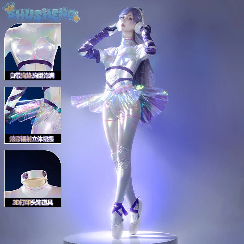Shusheng-R Marija Game Muse Dash Cosplay Mechanical dancer Costume New sexy leather jumpsuit accessory prop Halloween party women uniform