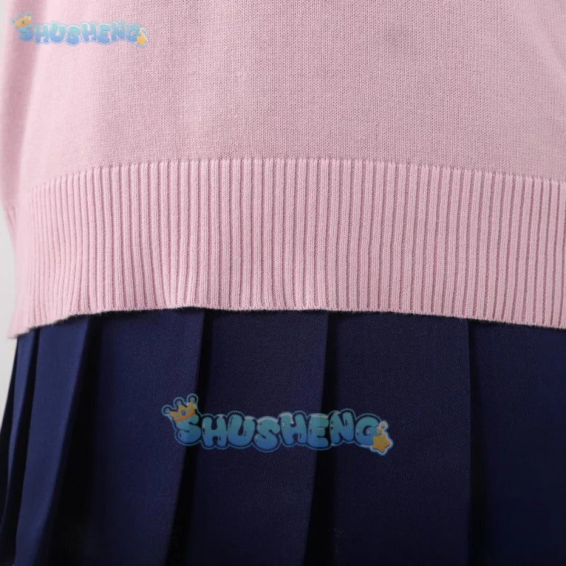 Anime dandadan Momo Ayase cosplay costume pink top skirt earrings choker school uniform props Halloween party women Shusheng