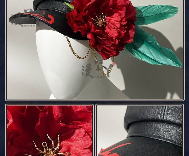Identity V Edgar Valden Painter Multi-Colour Printing Cosplay Costume Exaggerated Feather Suit Hat Set Role-play Wig Shoe Outfit