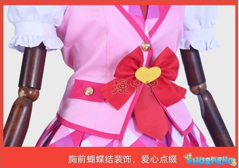 Aikatsu! Series Hoshimiya Ichigo Cosplay Costume Hair accessories tie accessories Halloween party pink cute Lolita uniform set