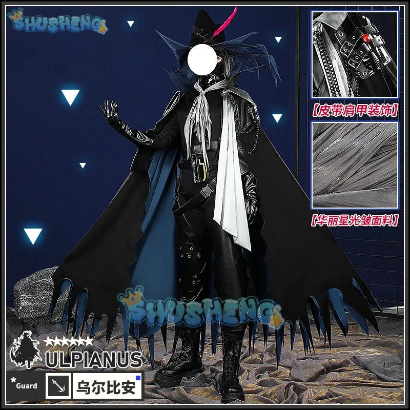 Shusheng Arknights Ulpianus Cape Hat Cosplay Costume Cos Game Anime Party Uniform Hallowen Play Role Clothes Clothing
