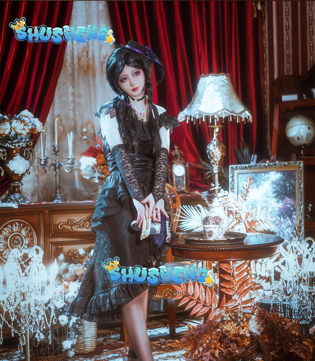 Identity V Anne Lester Toy Merchant Ladies Dresses Cosplay Costume Wig Anime Party Uniform Halloween Role Play Clothes Clothing