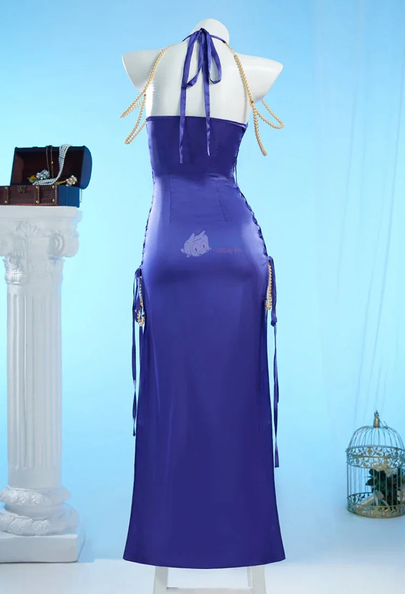 Nami Anime OP Cosplay Zou Costume Halloween party sexy purple strap long dress props accessories wig Woman New Nami set