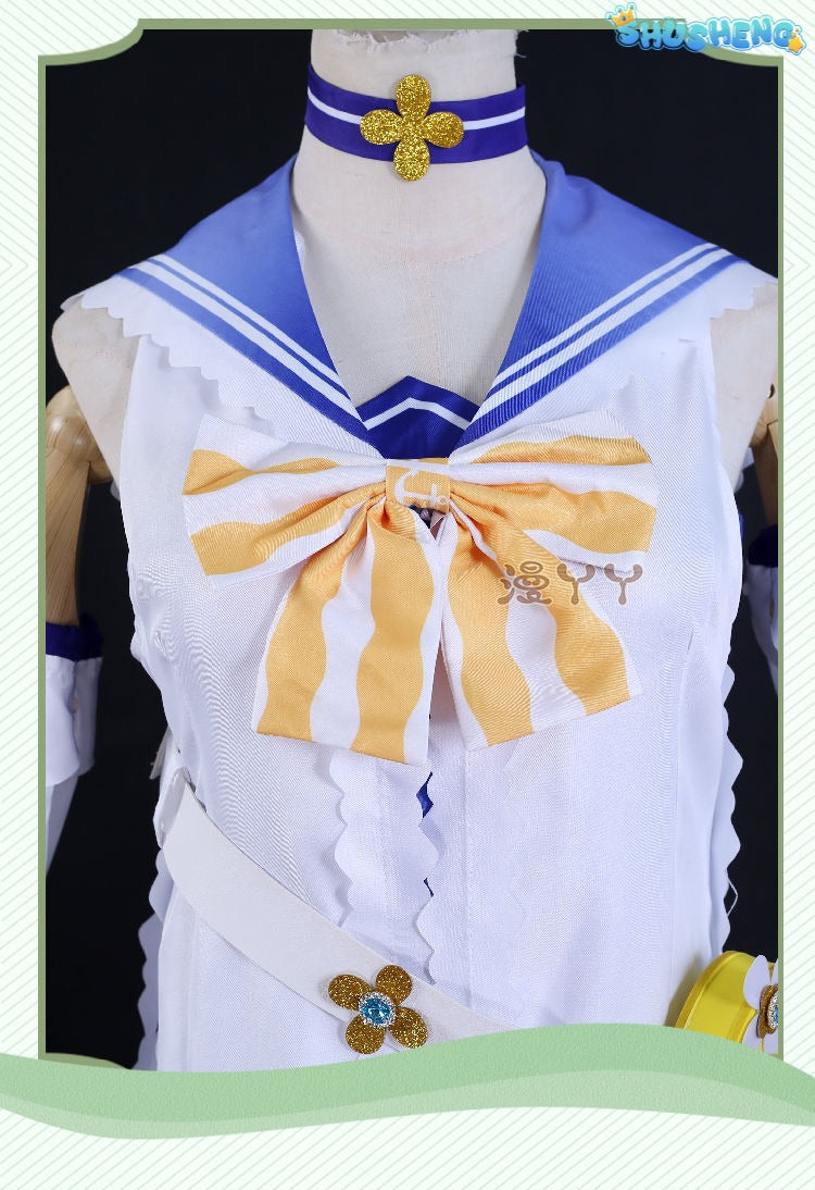 Genshin Impact Barbara Cosplay Costume Women Cute Swimsuit Coat Halloween Carnival Uniforms Full Set with Bag Hat Custom Made