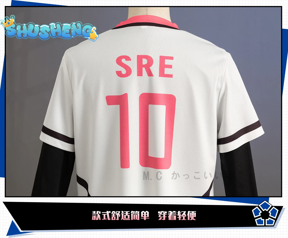 Anime Blue Lock Sae Itoshi Cosplay Costume Wig White Uniform Japan U-20 Team Football Jersey No.10 Sportswear Gloves Men Women