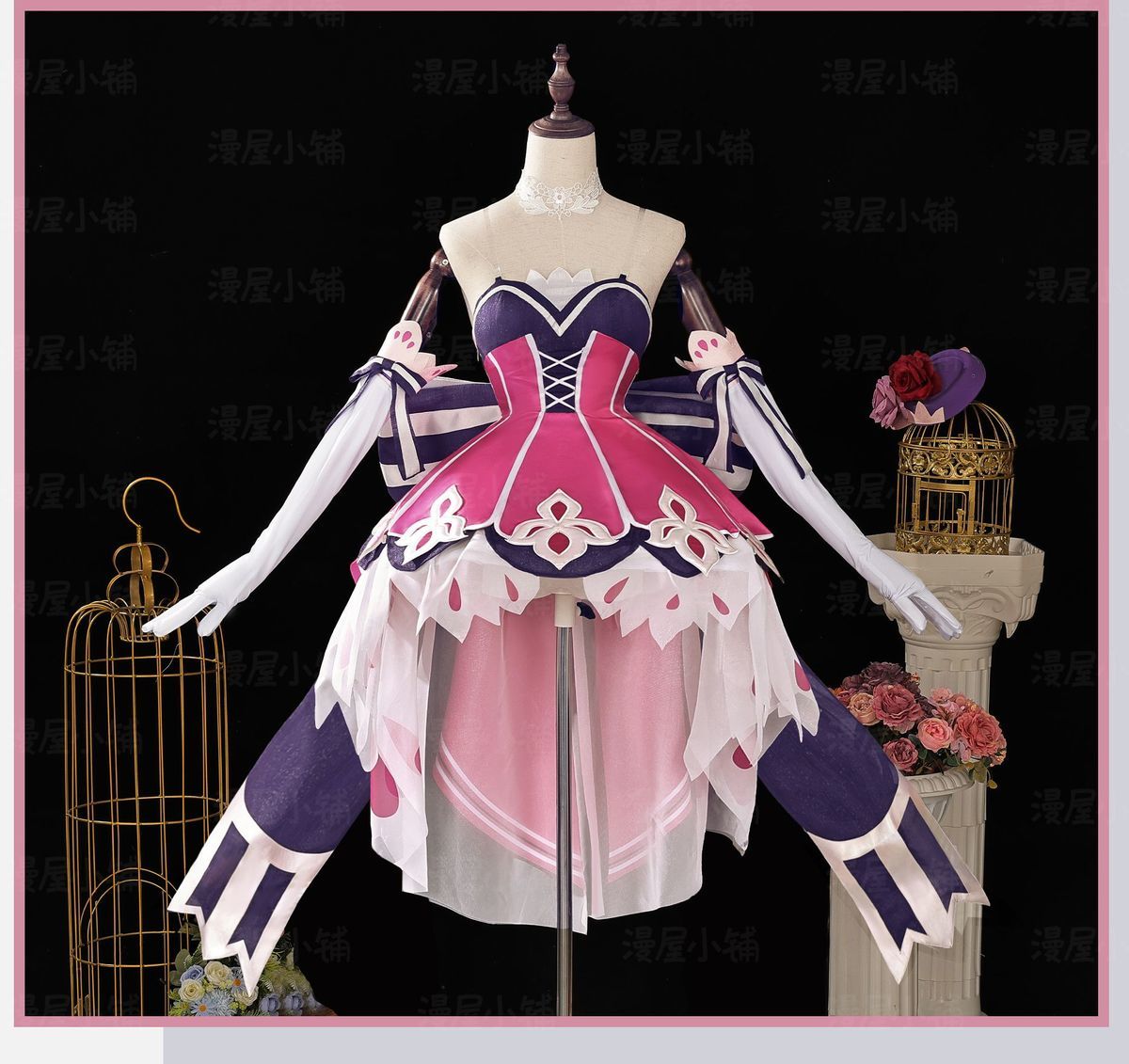 Honor of Kings Wang Zhaojun Epic Skin Anime-style Games Cosplay Costume Idol Singer Pink and Purple Dress Anime-style Games
