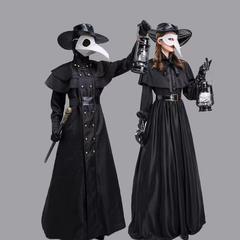 Plague Doctor Cosplay Dress Set Halloween Cosplay Costume Medieval Punk Birdman Masquerade Party Costume Props Female