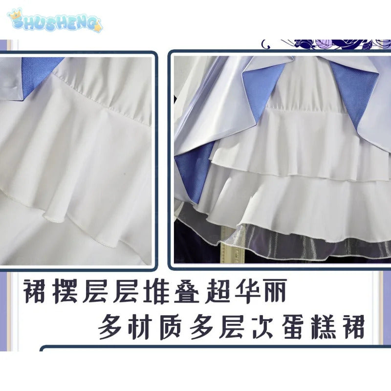 Shusheng-N Game Genshin Impact Keqing Cosplay Costume Halloween Carnival Sweet Lolita Dress Props Wig Accessories Women's New Keqing Set