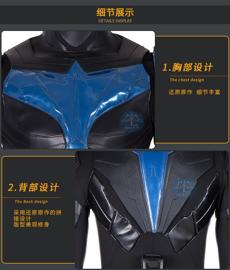 Titans Nightwing Cosplay Costume Carnival Halloween Cosplay Dick Grayson Jumpsuit Superhero Robin Outfit Fancy Men Costume