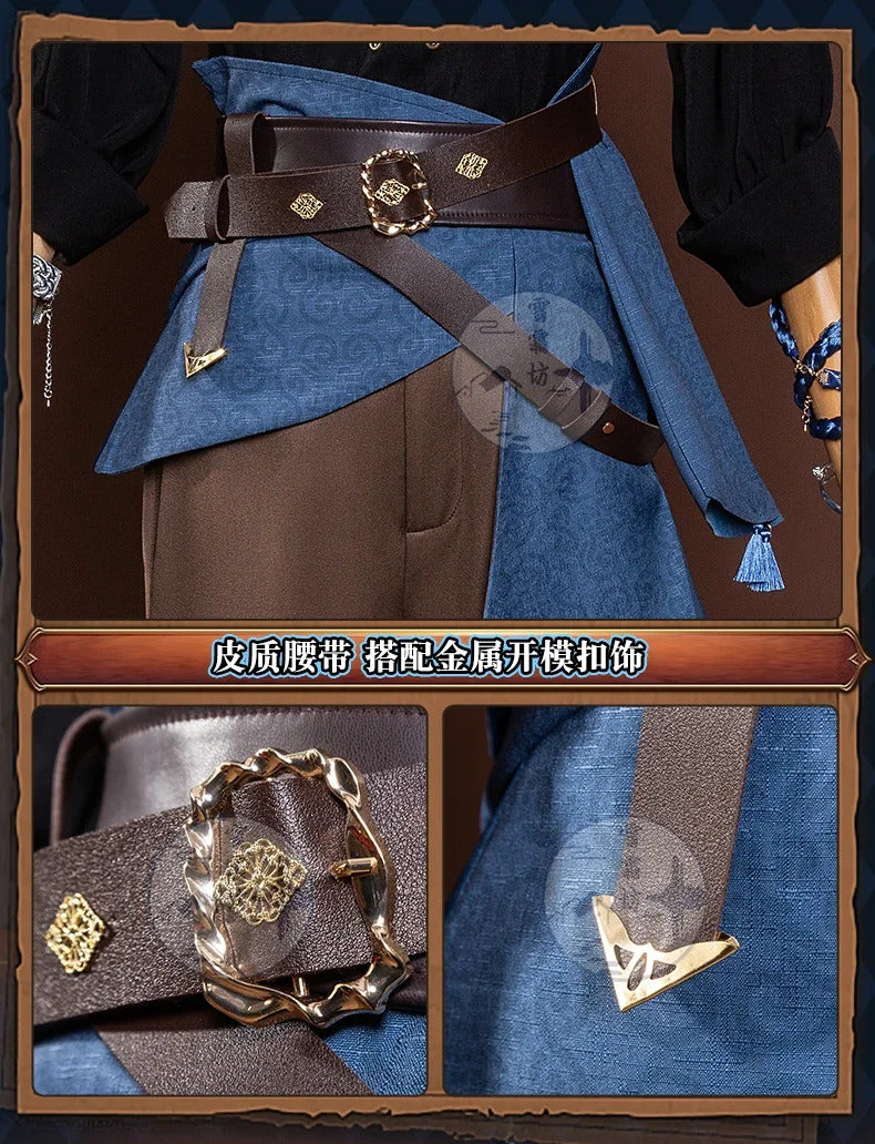 Shusheng-R Identity V Composer Cosplay Frederick Kreiburg Costume Shirt pants belt accessorie prop Halloween party fashion men women set