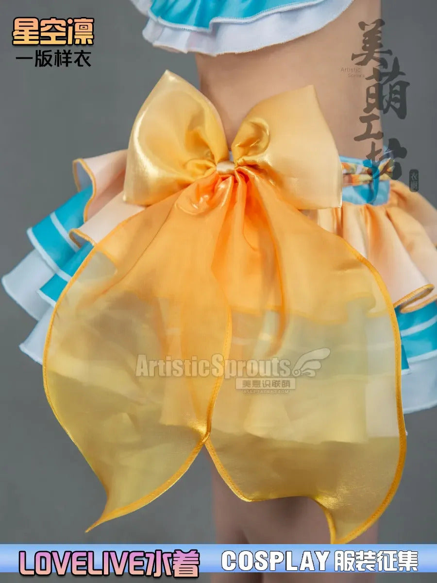 Anime LoveLive! Rin Hoshizora Cosplay Costume Women Halloween Party Sweet Top Skirt Headwear Set Summer Vacation Beach swimwear