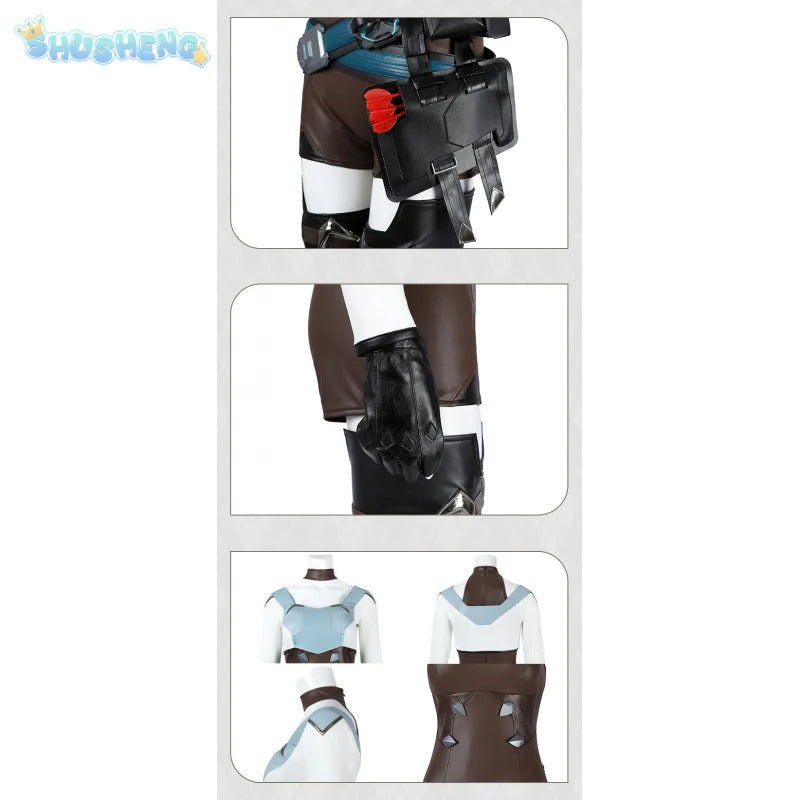 Freja Overwatch OW Cosplay Costume Cloak jumpsuit waist belt vest gloves waist bag shoes prop set Halloween men women uniform