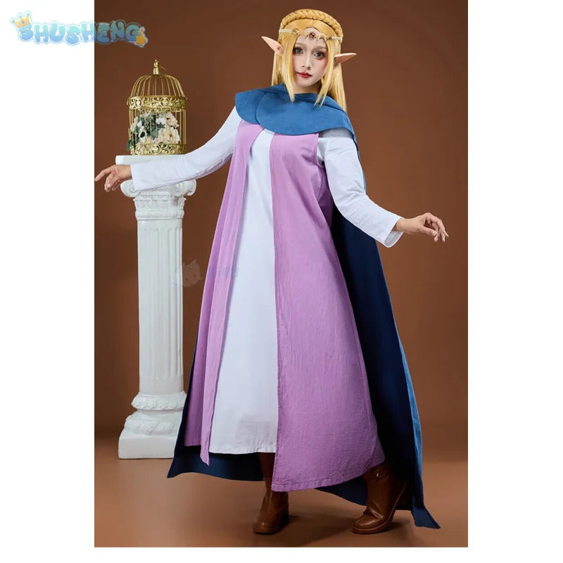 Shusheng-R Game Zelda Cosplay Princess Zelda Costume Coat, cloak, ear accessories, dress set Halloween party casual Woman Man uniform