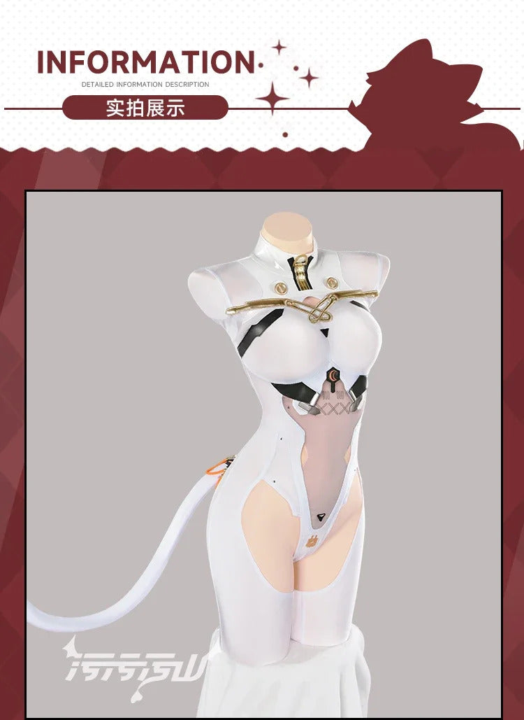 Game Azur Lane Admiral Nakhimov Cosplay Costume Women's sexy white tight fitting clothes tail props wig set Halloween uniform