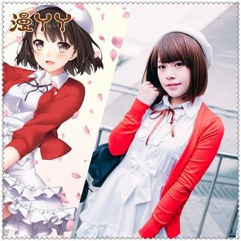 Anime Saekano: How to Raise a Boring Girlfriend Megumi Kato Cosplay Costume Girl Red Coat Shirt Skirt Set Lolita Uniform Clothes