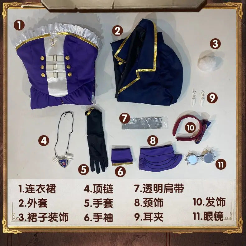 Identity Ⅴ Patricia Dorval Enchantress Cosplay Costume Halloween party new dress jacket gloves glasses prop set women uniform