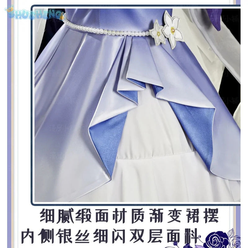Shusheng-N Game Genshin Impact Keqing Cosplay Costume Halloween Carnival Sweet Lolita Dress Props Wig Accessories Women's New Keqing Set