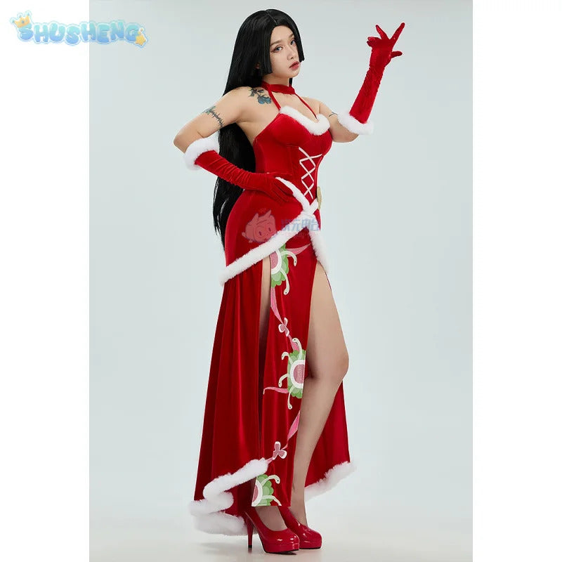 Anime OP Boaa Hancockk Cosplay Costume Women Sexy Christmas Party Dress Accessory Set Winter Warm High Quality Boa·Hancock suit