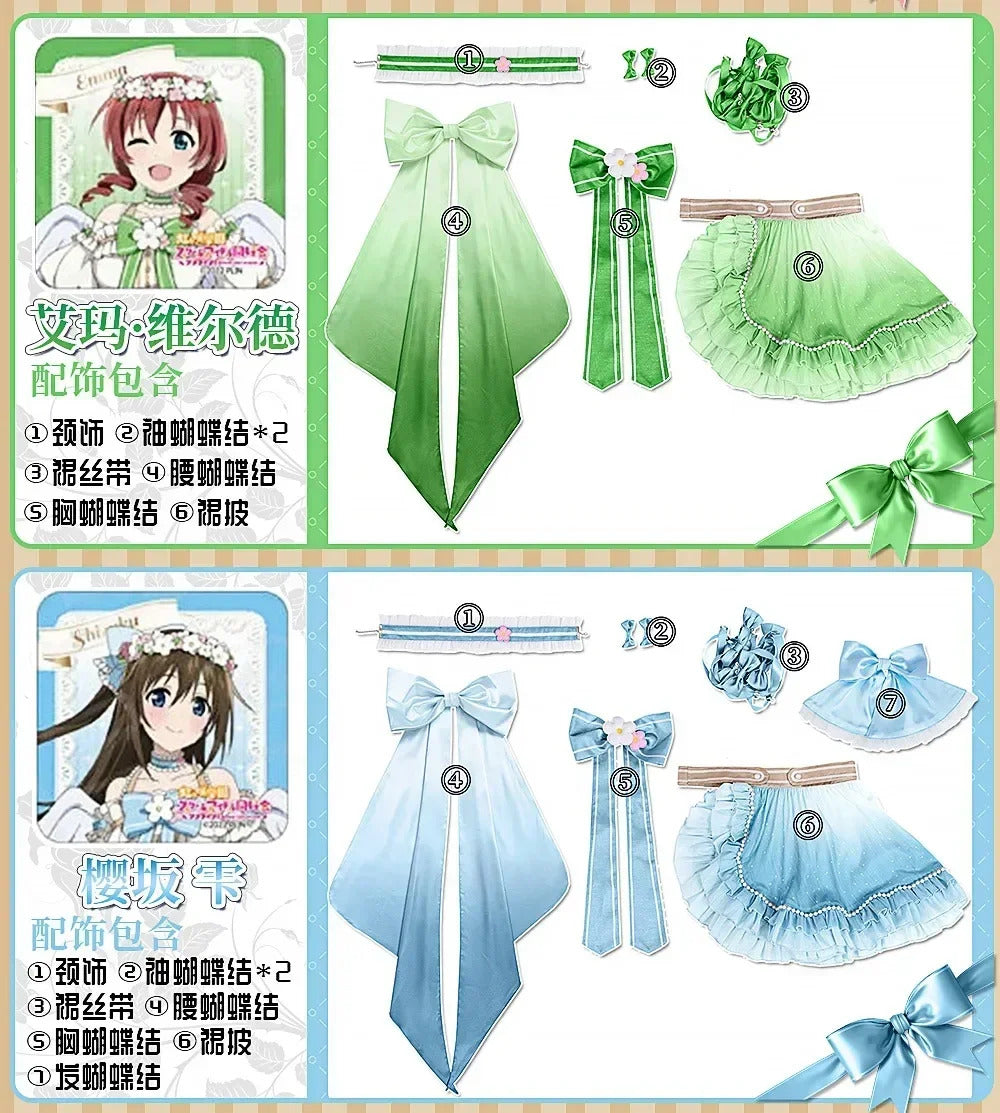 LoveLive! Konoe Kanata Yuki Setsuna Emma Verde Tennouji Rina Mifune Shioriko Osaka Shizuku Cosplay Costume Halloween dress set