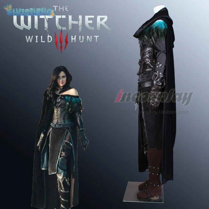 Witcher 3 Wild Hunt Cosplay Yennefer of Vengerberg Costume Cloak apron gloves waistband Full set Halloween Party Woman uniform
