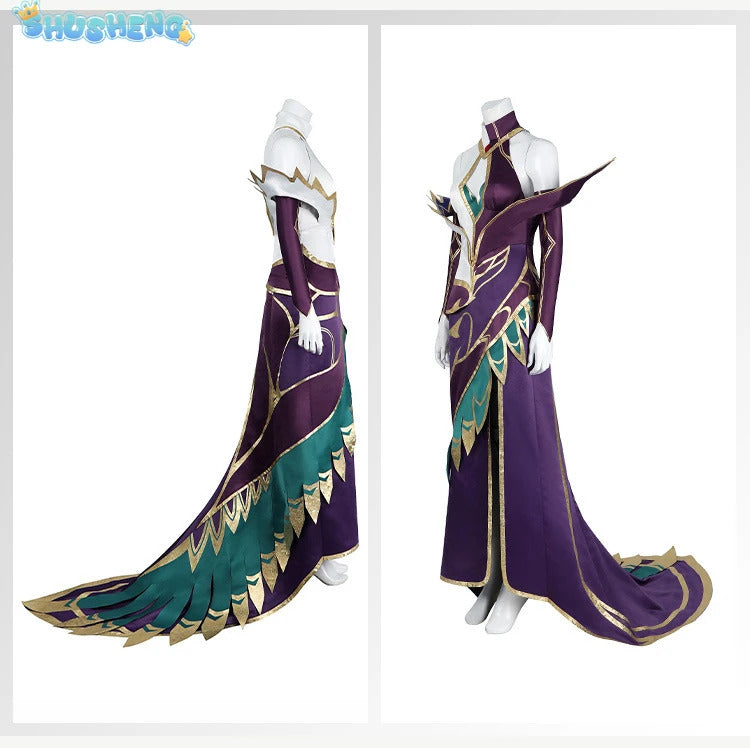 Game LOL Morgana Cosplay Costume Dress Set Women Coven Morgana Fashion Dress With Accessories Outfits Halloween Costume