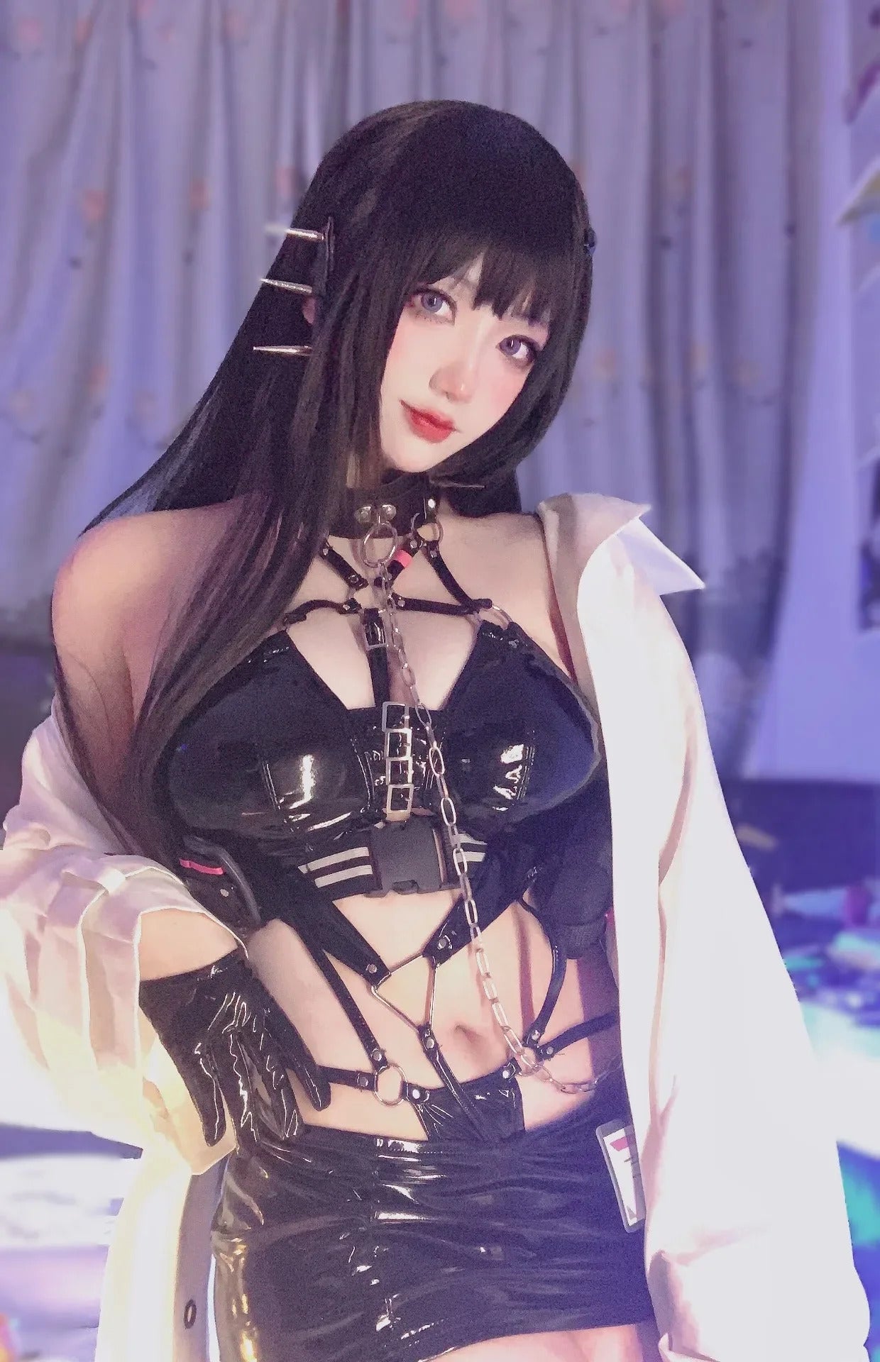 NIKKE:The Goddess of Victory Mihara Cosplay Costume Halloween Carnival Tie up black sexy jumpsuit accessories props uniform set